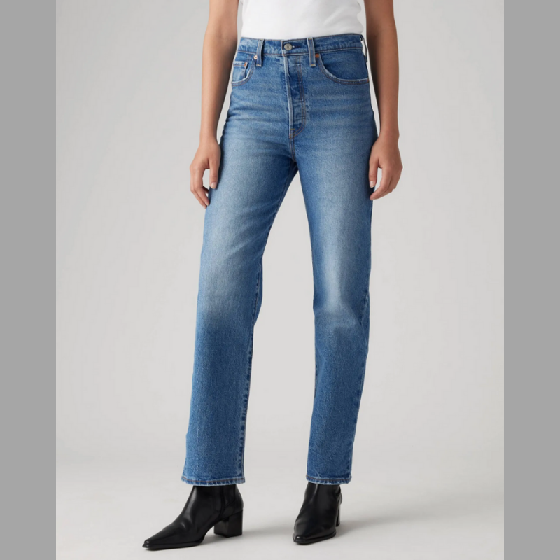 Levis Hidden Buttons Ribcage Straight Ankle Jeans